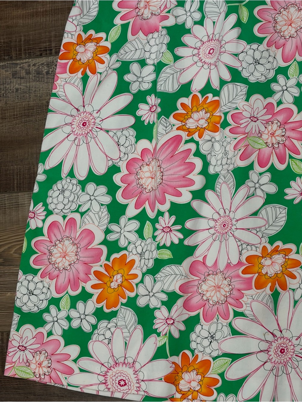 Chadwicks Green Floral A-Line Midi Dress with Pink & Orange Blooms - Picture 3 of 12